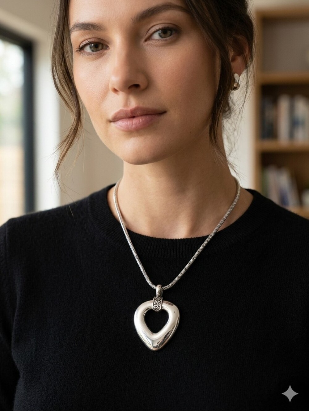 Sterling Silver 925 Heart Pendant Minimalist Design